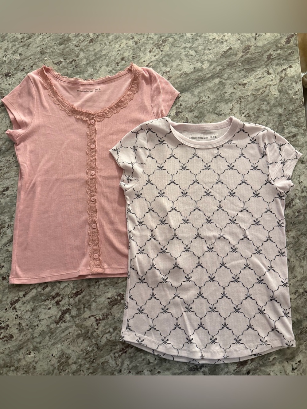 Lot of like new TWO Abercrombie kids girls size 15/16 shirts bows pink